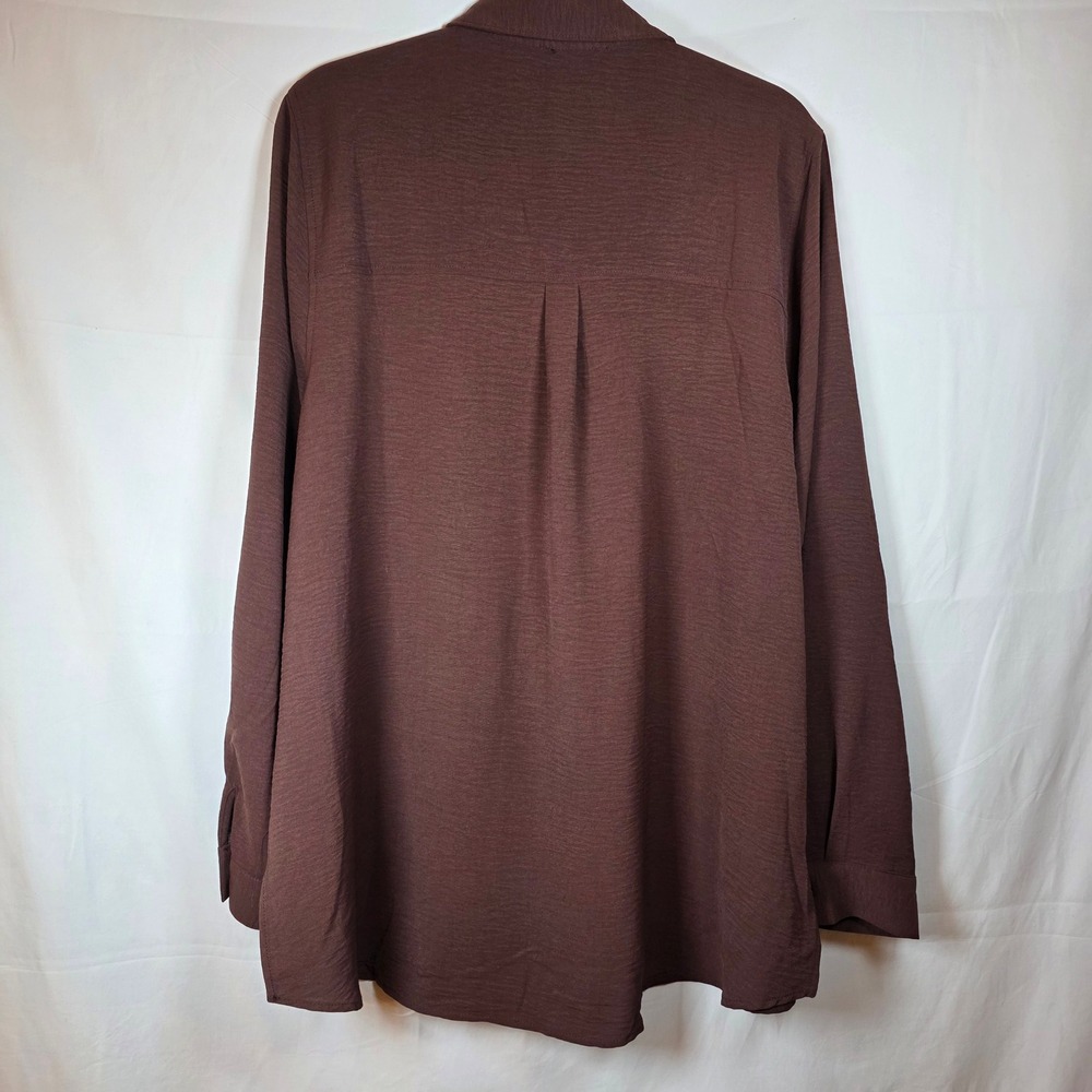 Fashion Nova Brown Textured Button Down‎ Long Sleeve Shirt 1X TT3231 SET - Picture 2 of 9